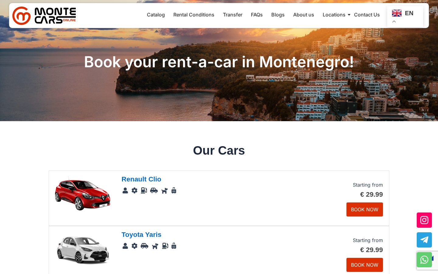 Monte Cars homepage hero